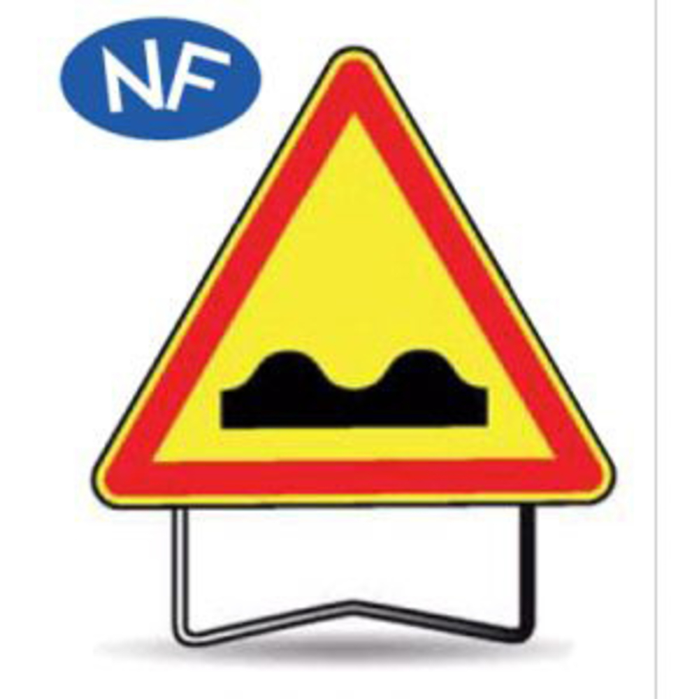 Panneau de signalisation AK2 1000 classe 2 CHAUSSEE DEFORMEE + PIED - TALIAPLAST - 522101