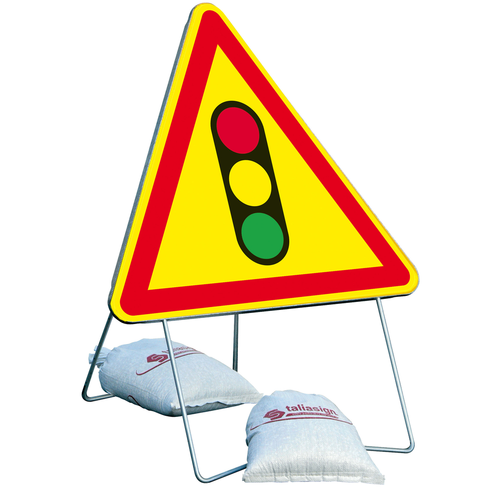 Panneau de signalisation AK17 700 classe T1 feux tricolores + PIED - TALIAPLAST - 522406
