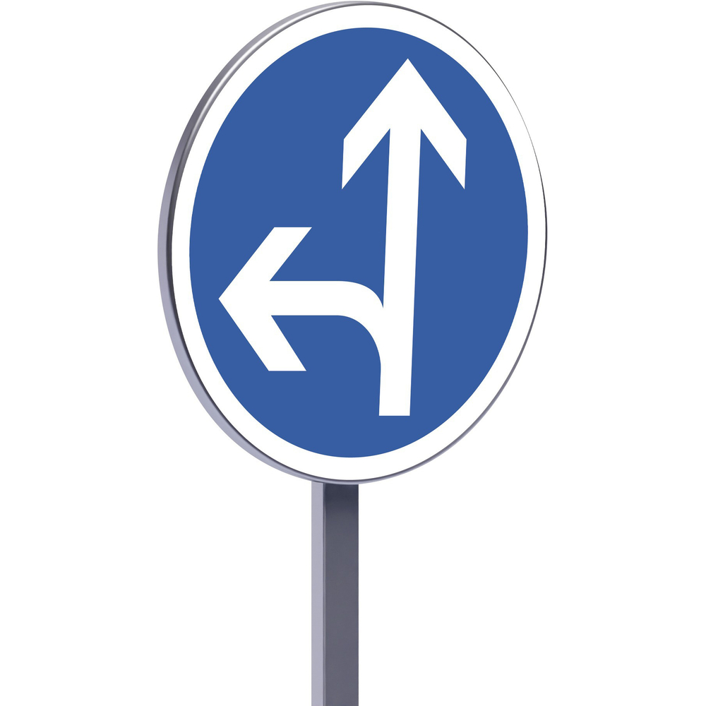 Panneau permanent B21d2 450 c2 direction obligatoire tout droit ou à gauche TALIAPLAST - 522674