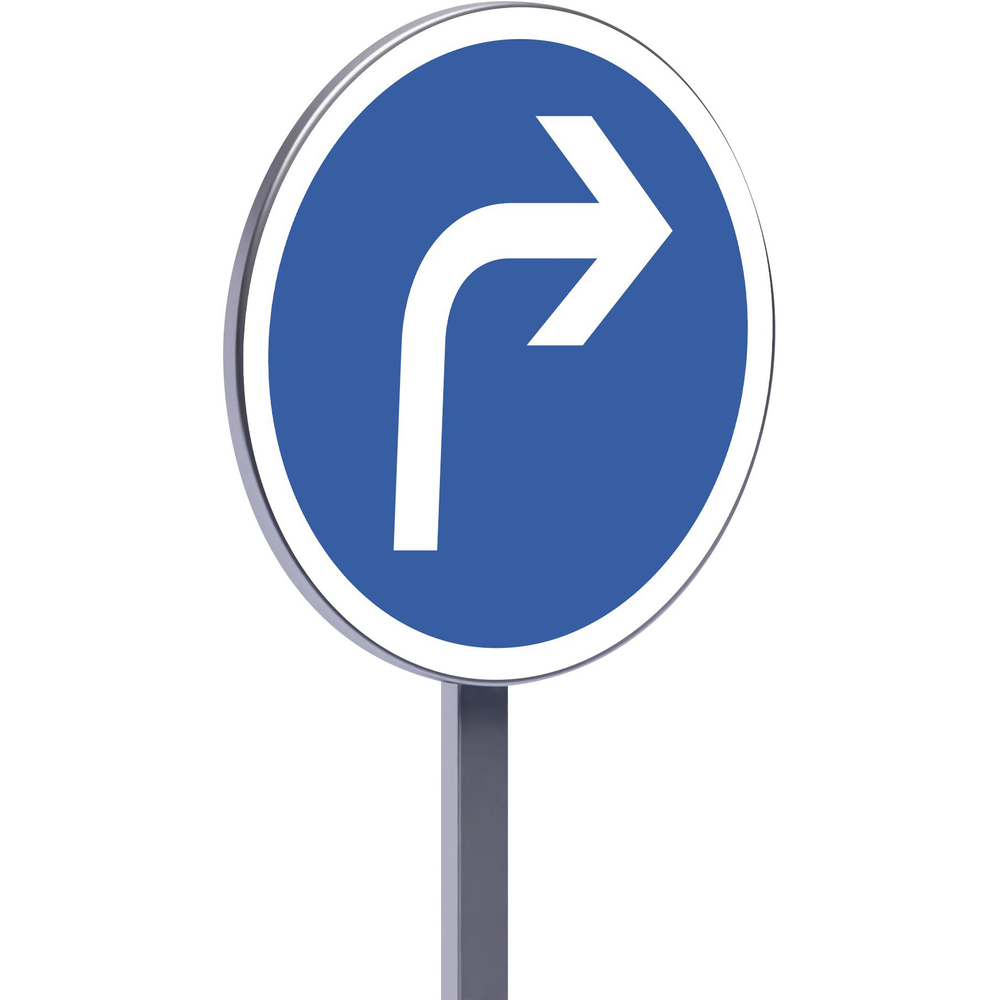 Panneau permanent B21c1 650 c1 direction obligatoire à la prochaine intersection à droite TALIAPLAST - 522721