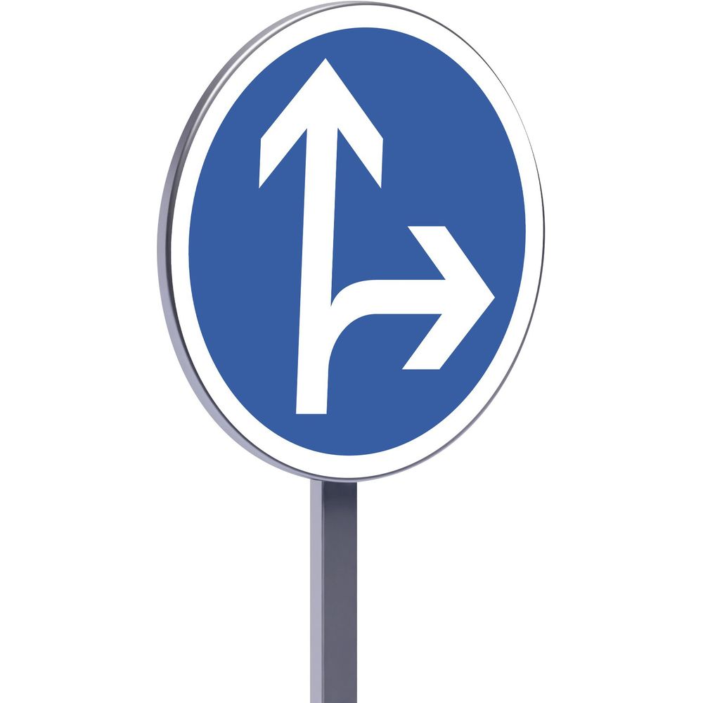 Panneau permanent B21d1 650 c2 direction obligatoire tout droit ou à droite TALIAPLAST - 522773