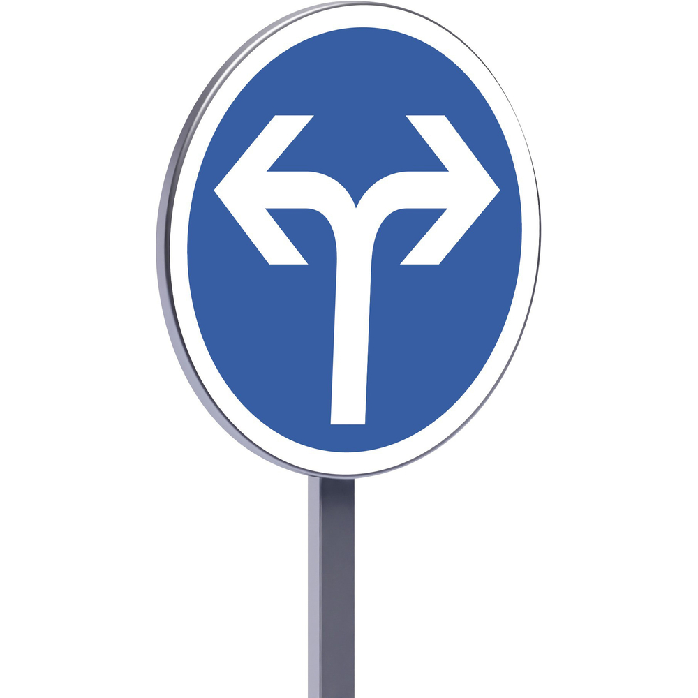 Panneau permanent B21e 850 c1 direction obligat. à la prochaine intersect. à droite ou à gauche TALIAPLAST - 522825