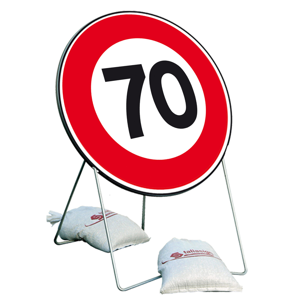 Panneau de limitation de vitesse 70 Km/h B14 850 mm classe T1 + PIED - TALIAPLAST - 524014