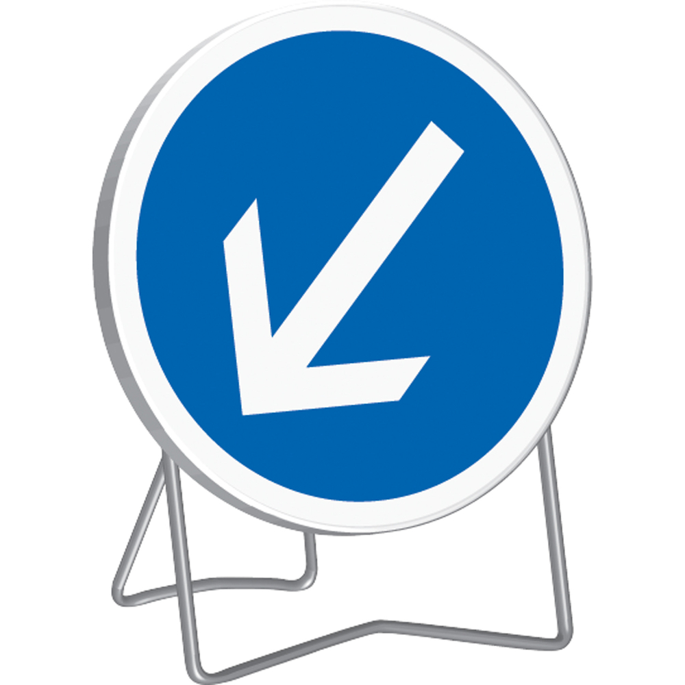 Panneau d'obligation de tourner à gauche B21a2 850 mm classe T1 + PIED - TALIAPLAST - 524017