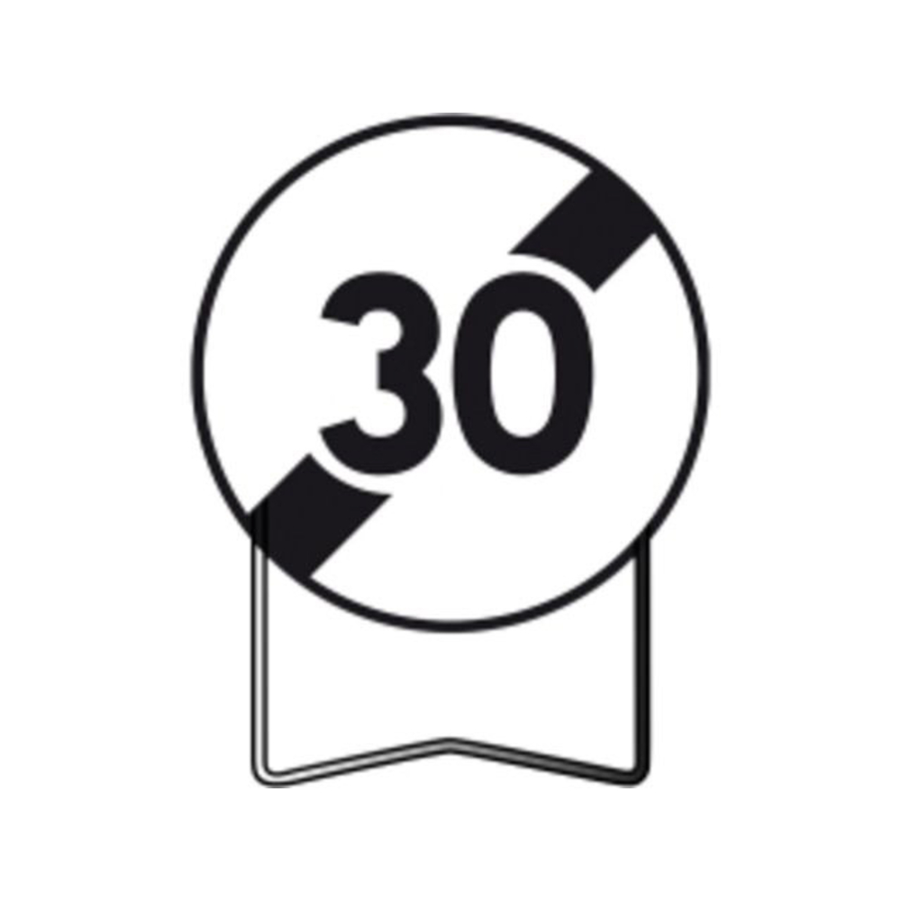 Panneau Fin de limitation de vitesse 30 Km/h B33 850 mm classe T1 + PIED - TALIAPLAST - 524021