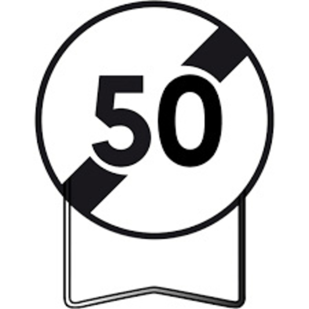 Panneau Fin de limitation de vitesse 50 Km/h B33 850 mm classe T1 + PIED - TALIAPLAST - 524022