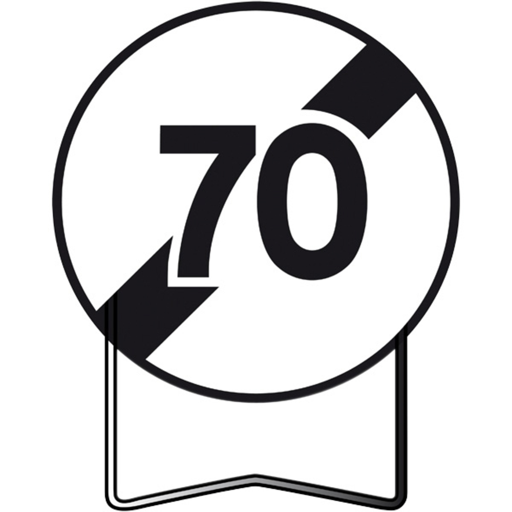 Panneau Fin de limitation de vitesse 70 Km/h B33 850 mm classe T1 + PIED - TALIAPLAST - 524023