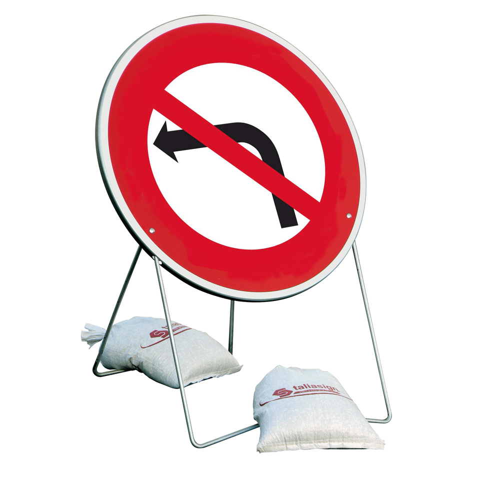 Panneau Interdiction de tourner à gauche B2A 650 mm classe T1 + PIED - TALIAPLAST - 524403