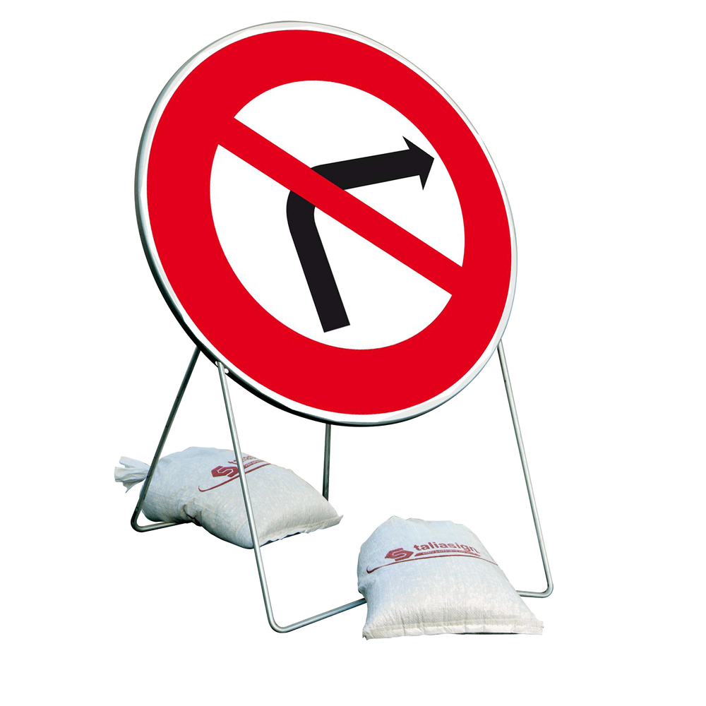 Panneau Interdiction de tourner à droite B2B 650 mm classe T1 + PIED - TALIAPLAST - 524404