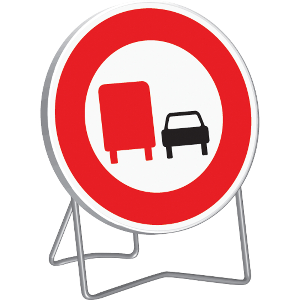Panneau Interdiction aux poids lourds de doubler B3a 650 mm classe T1 + PIED - TALIAPLAST - 524406