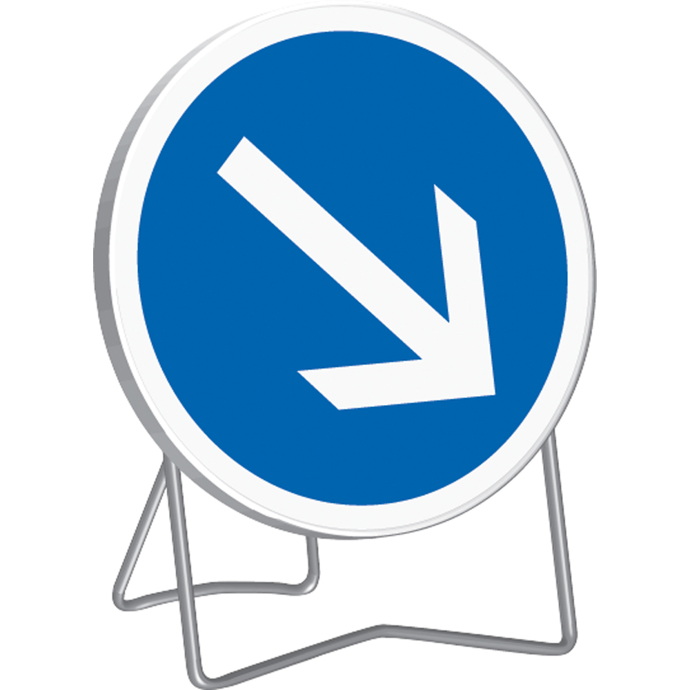 Panneau d'obligation de tourner à droite B21a1 650 mm classe T1 + PIED - TALIAPLAST - 524416