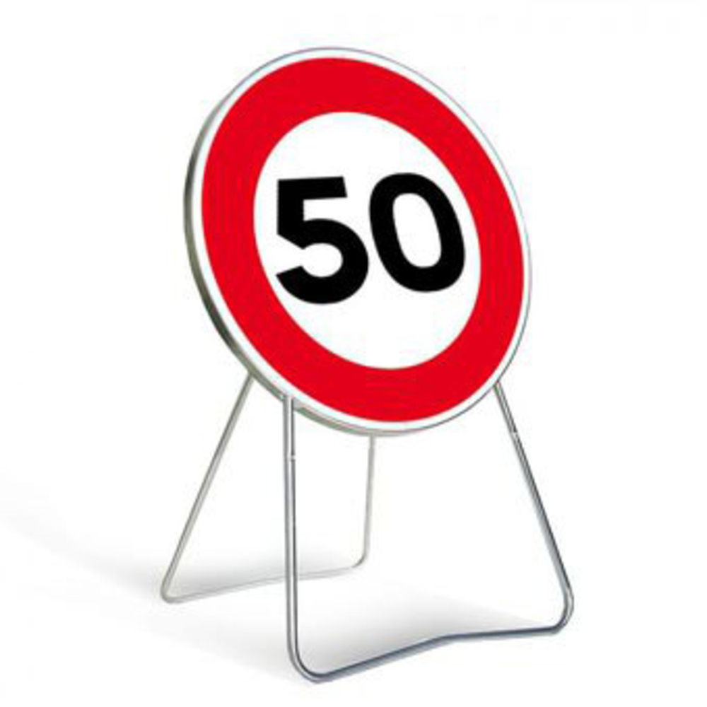 Panneau de limitation de vitesse 50 Km/h B14 650 mm classe 2 + PIED - TALIAPLAST - 524513