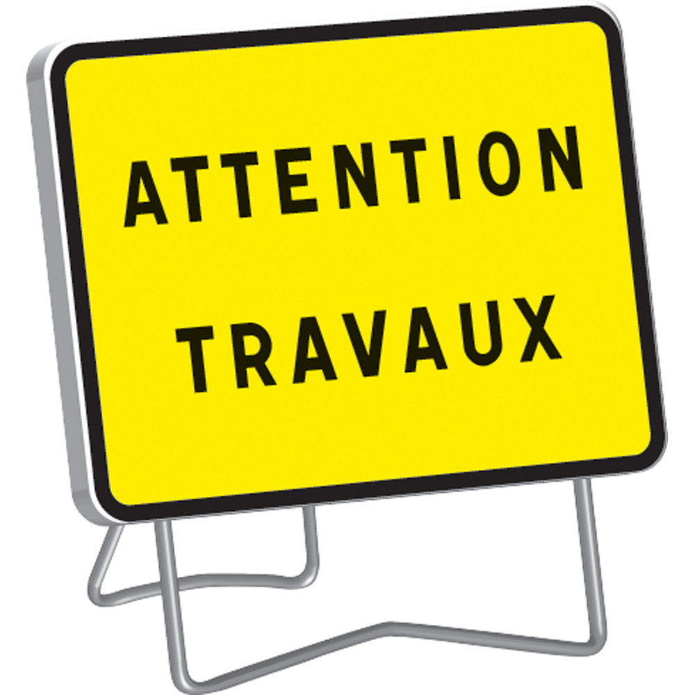 Panneau KC1 ' ATTENTION TRAVAUX ' classe T1 + PIED - TALIAPLAST - 525610