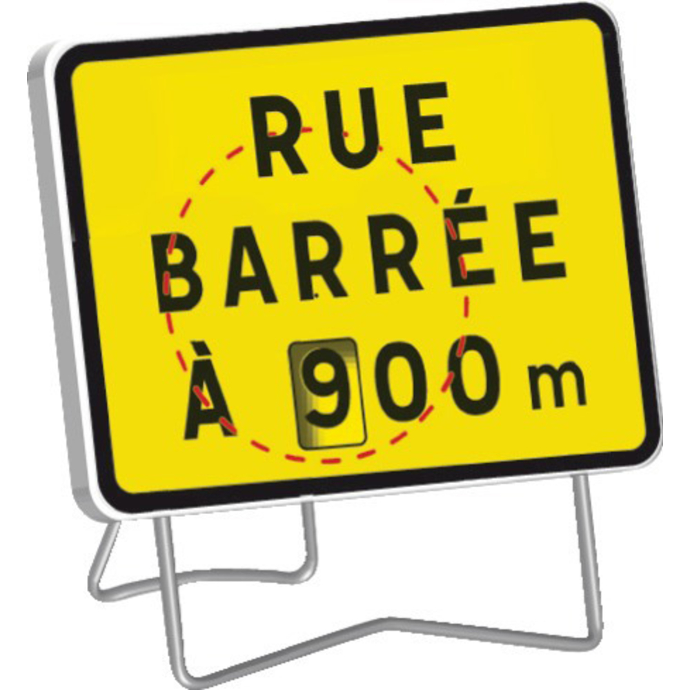 Panneau temporaire Kc1 t1 rue barree a .00m (avec disque a chiffres) TALIAPLAST - 525623