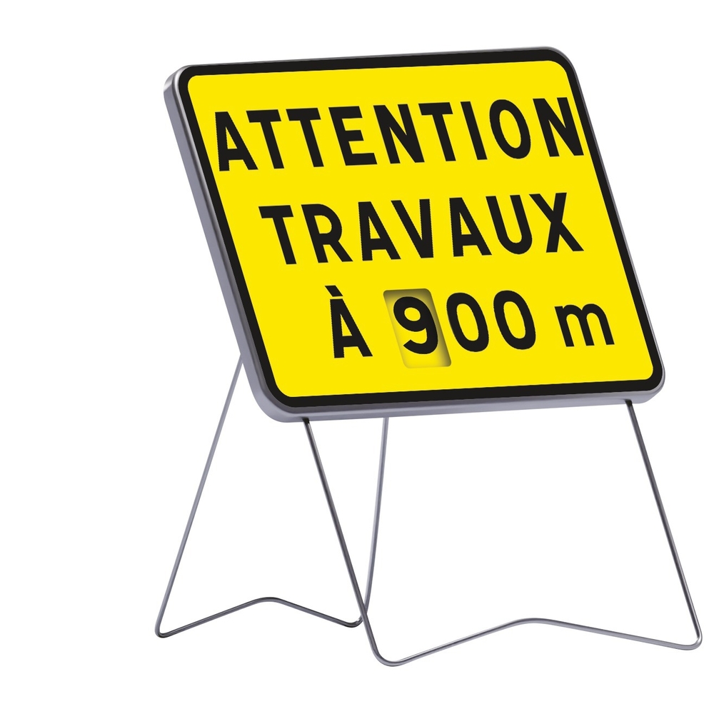 Panneau de signalisation KC1 800x600 C1 attention travaux à 00 m disque chiffre TALIAPLAST - 525630