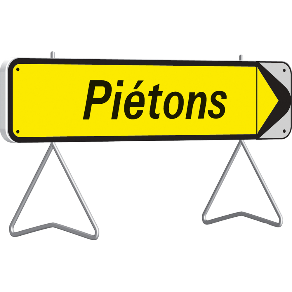 Panneau de déviation temporaire 'Piétons' avec flèche amovible KD classe T1 + PIED - TALIAPLAST - 526003