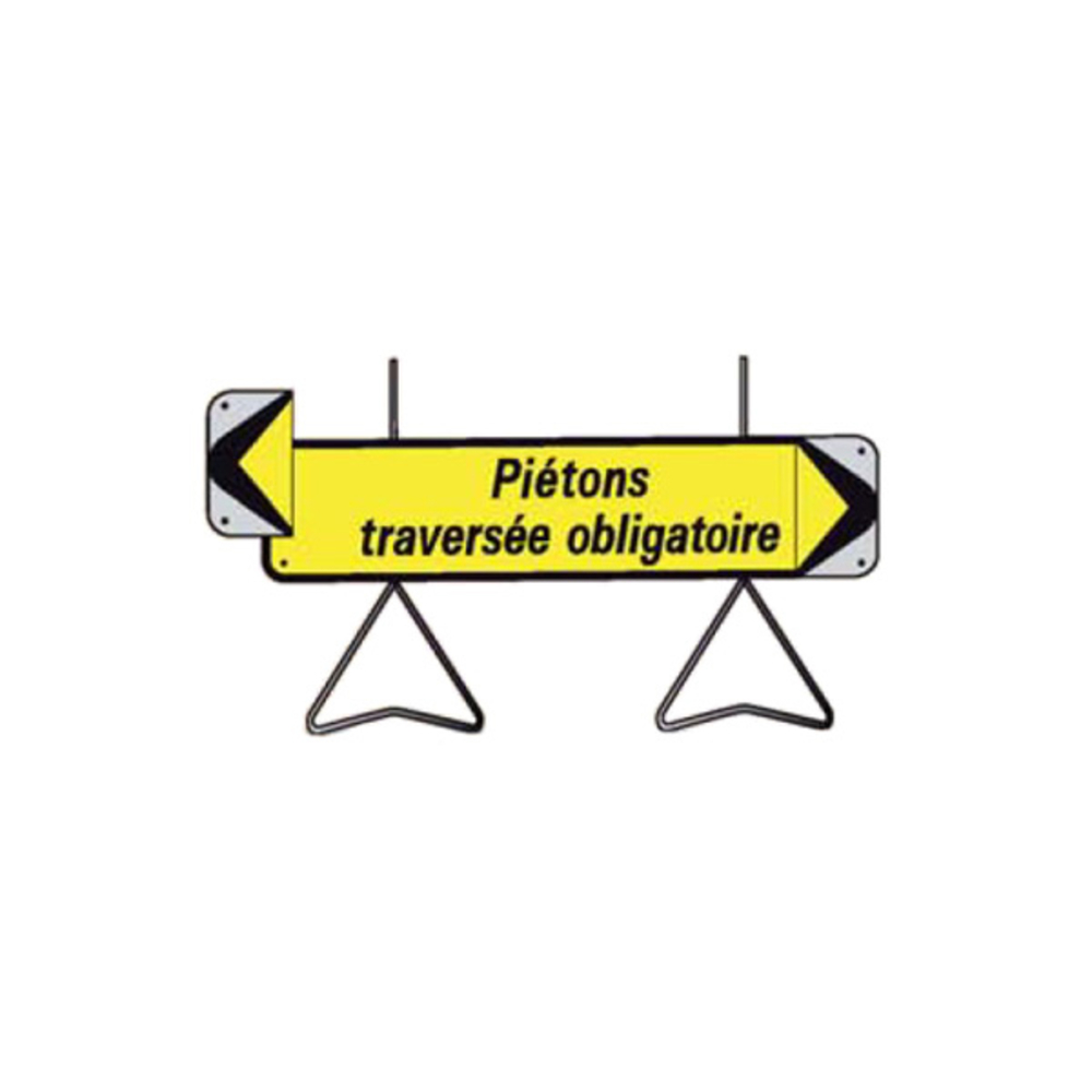 Panneau de déviation temporaire TALIAPLAST 'Piétons Traversée obligatoire' - 526004
