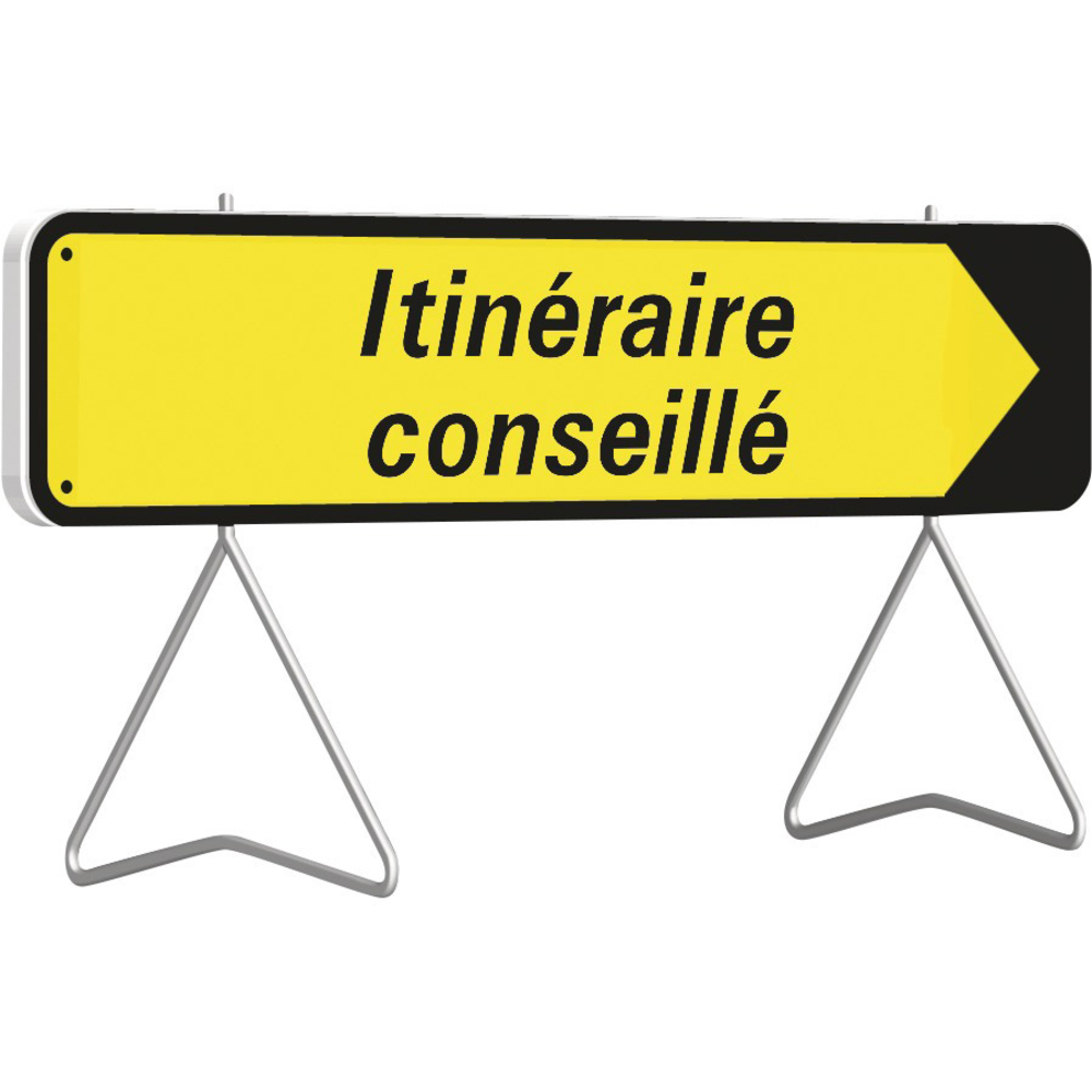 Panneau temporaire Kd 1000x300 t1 itineraire conseille fleche amovible TALIAPLAST - 526016