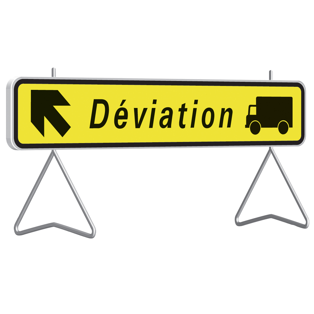 Panneau de déviation temporaire Poids lourds à gauche KD43b classe T1 + PIED - TALIAPLAST - 526024