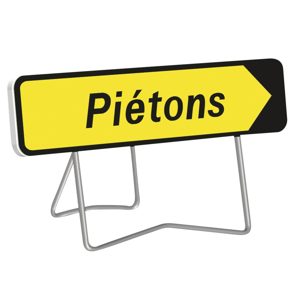 Panneau temporaire Kd 1000x300 pietons fleche amovible pied lyonnais TALIAPLAST - 527013