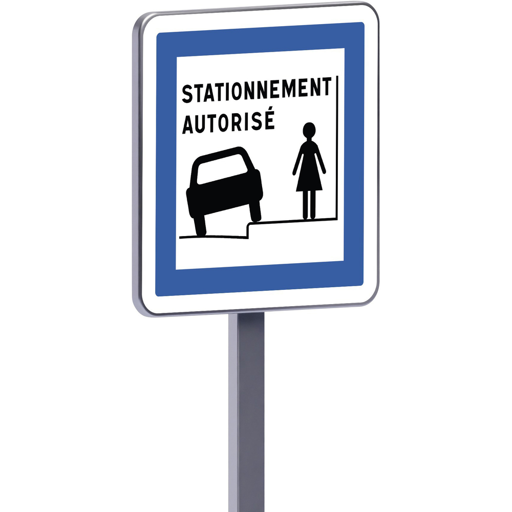 Panneau permanent Ce50n 500x500 c2 autorisation de stationner sur le trottoir sous conditions TALIAPLAST - 528395