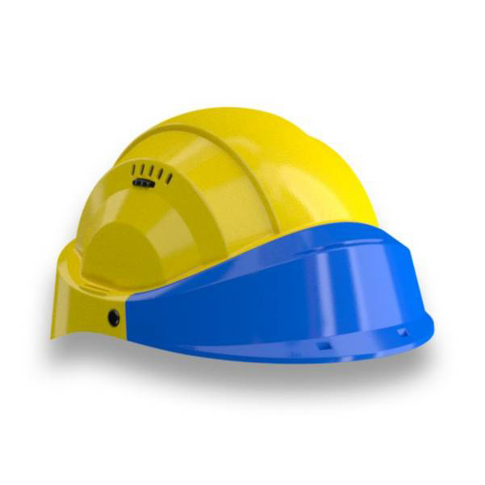 CASQUE 'ORIZON' JAUNE VISIERE BLEUE TALIAPLAST - 563524