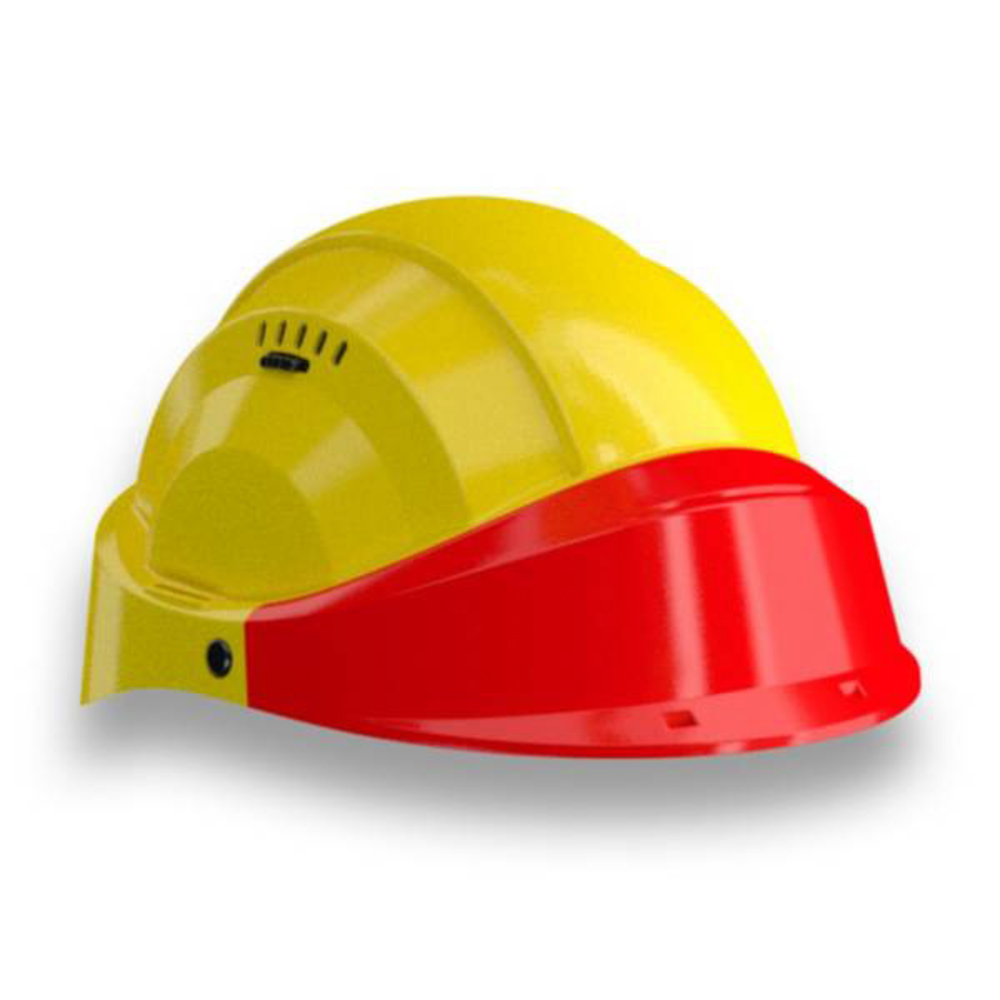 CASQUE 'ORIZON' JAUNE VISIERE ROUGE TALIAPLAST - 563526