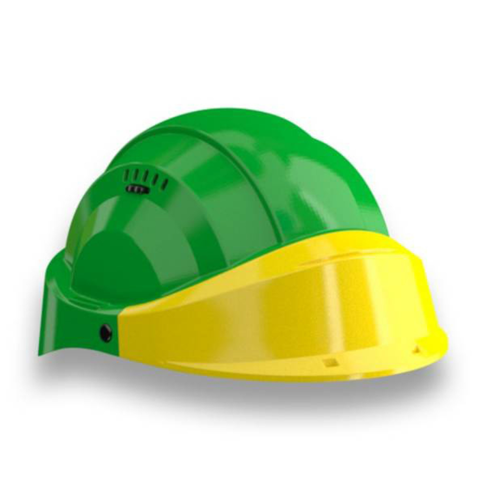 CASQUE 'ORIZON' VERT VISIERE JAUNE TALIAPLAST - 563532