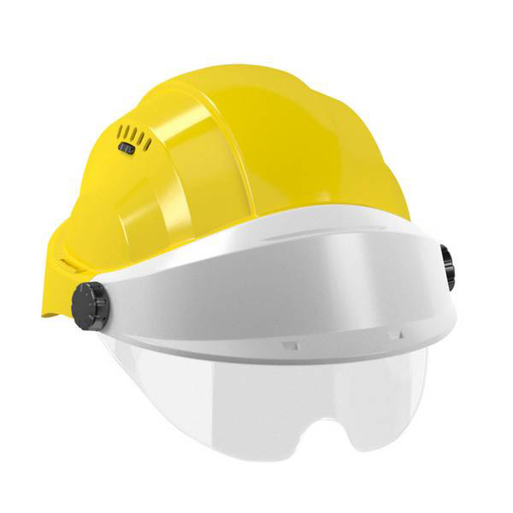 CASQUE 'ORIZON' JAUNE VISIERE GRISE AVEC LUNETTE TALIAPLAST - 563728