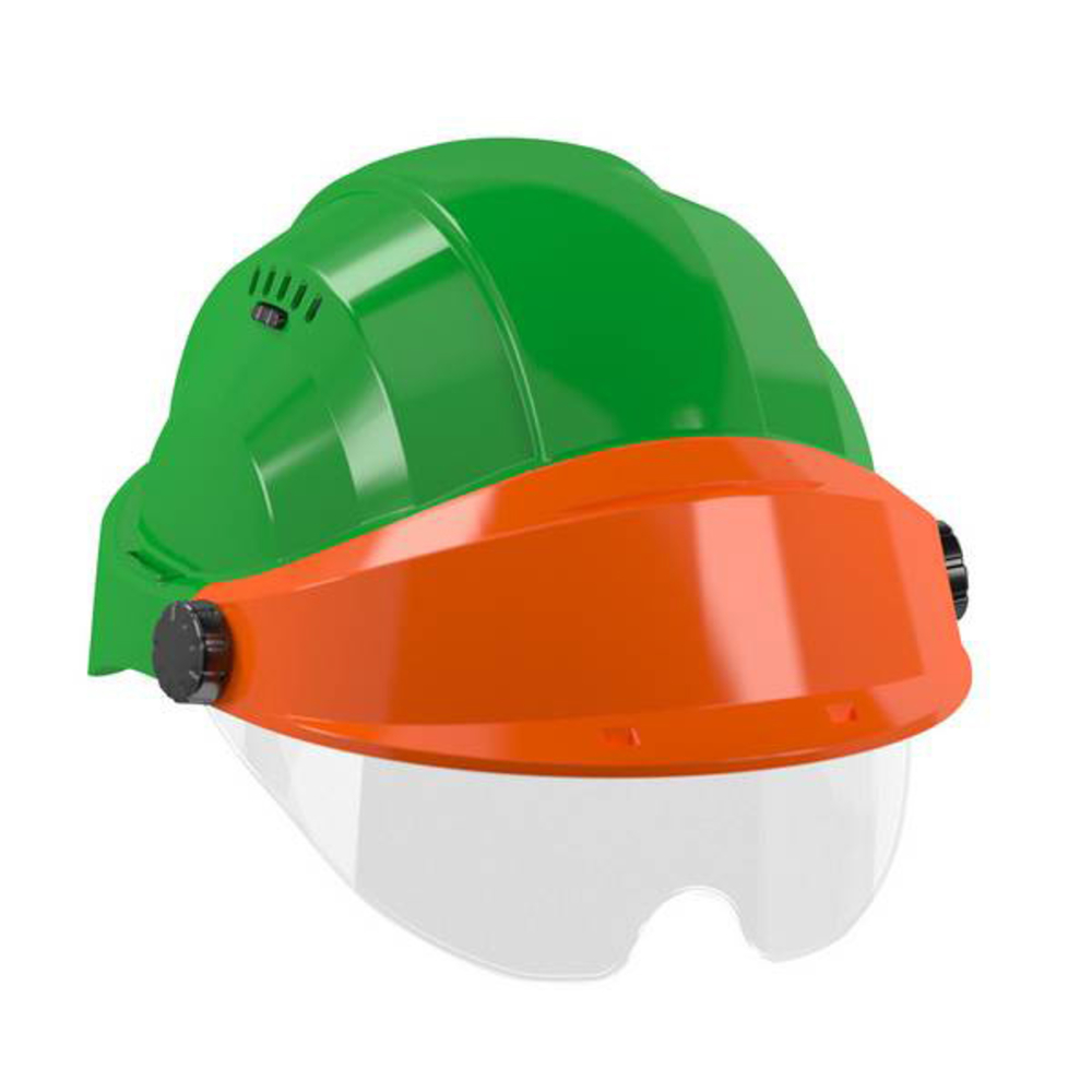 CASQUE 'ORIZON' VERT VISIERE ORANGE AVEC LUNETTE TALIAPLAST - 563735