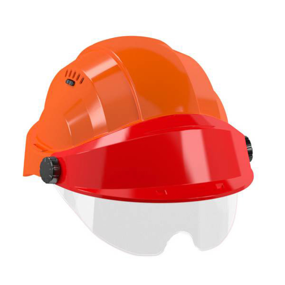 CASQUE 'ORIZON' ORANGE VISIERE ROUGE AVEC LUNETTE TALIAPLAST - 563756