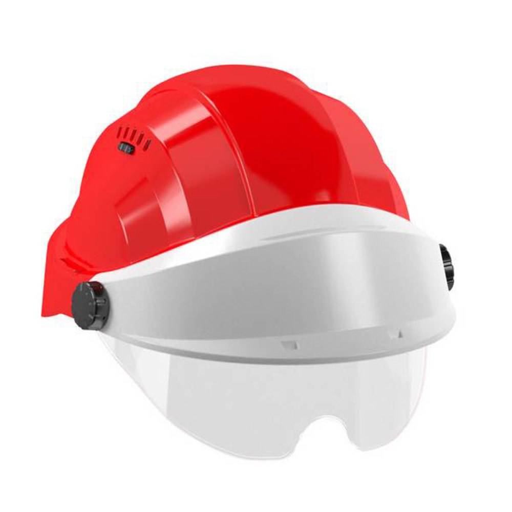 CASQUE 'ORIZON' ROUGE VISIERE GRISE AVEC LUNETTE TALIAPLAST - 563768