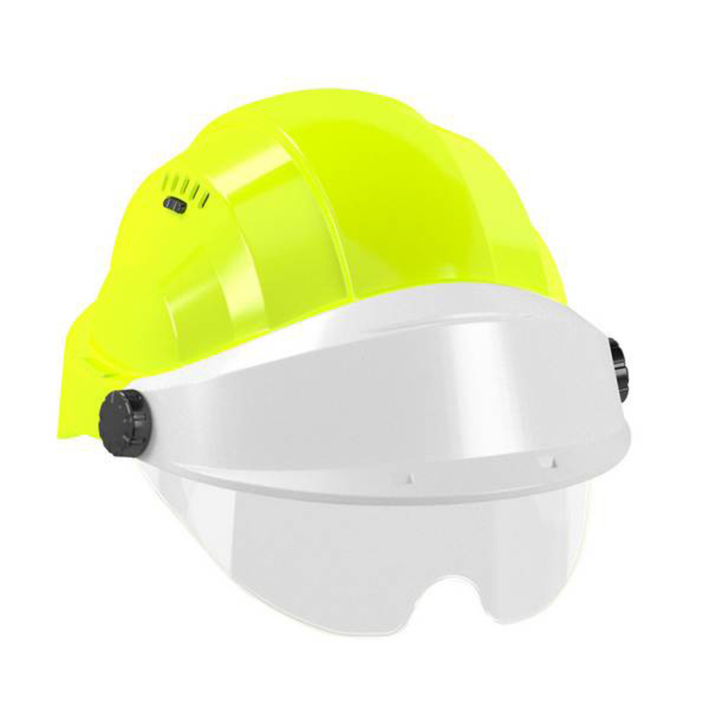 CASQUE CHANTIER 'ORIZON' FLUO JAUNE VISIERE BLANCHE AVEC LUNETTE TALIAPLAST - 563771