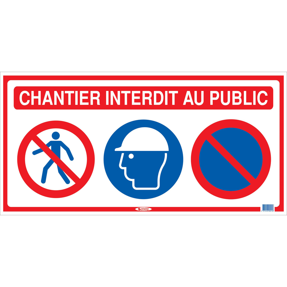 Panneau de chantier 3 en 1 800x400mm TALIAPLAST - 620015
