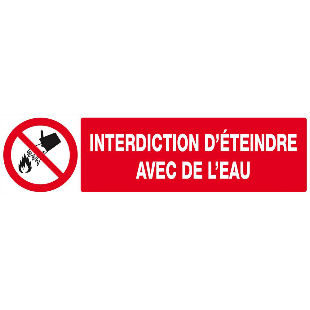Panneau rigide INTERDICTION D'ETEINDRE AVEC DE L'EAU 200x52mm TALIAPLAST - 620213