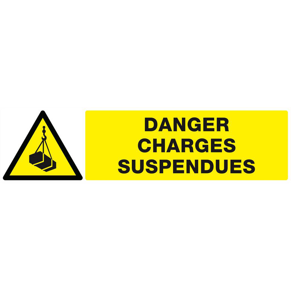 Panneau rigide DANGER, CHARGES SUSPENDUES 200x52mm TALIAPLAST - 620307