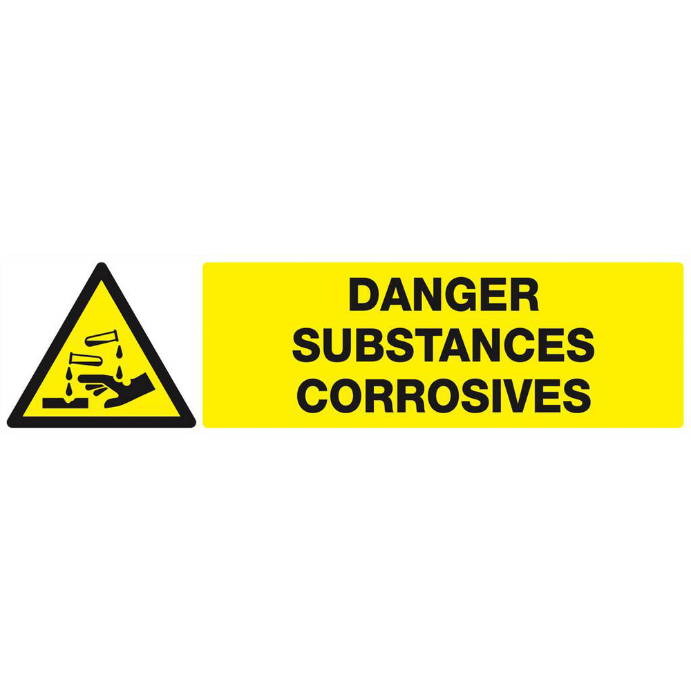 Panneau rigide DANGER, SUBSTANCES CORROSIVES 200x52mm TALIAPLAST - 620309