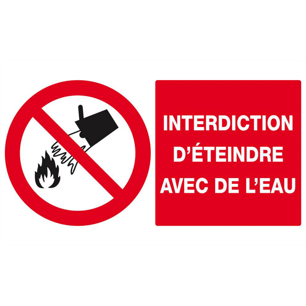 Panneau rigide INTERDICTION D'ETEINDRE AVEC DE L'EAU 330x200mm TALIAPLAST - 621213