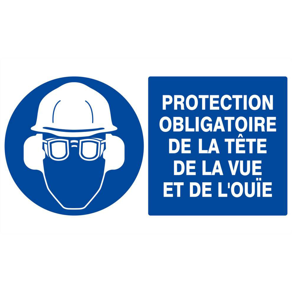 PROTECTION OBLIGATOIRE TETE/VUE/OUIE 330x200mm TALIAPLAST - 621501