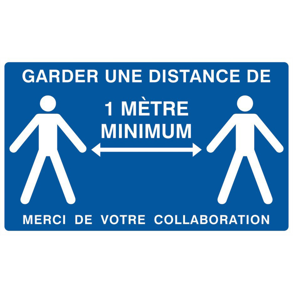 Signalétique COVID-19 Garder une distance de 1 metre minimum 330x200mm (bleu) TALIAPLAST - 621901