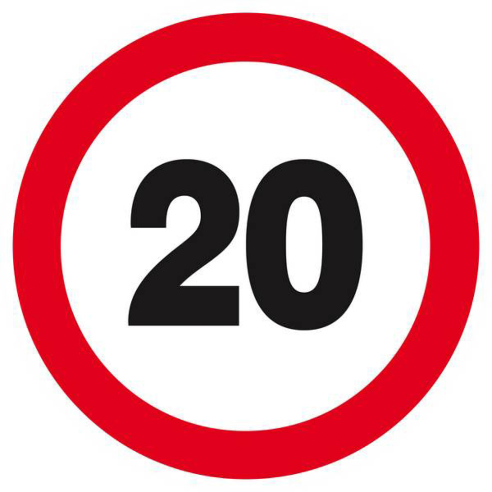 Panneau rigide INTERDIT DE ROULER A PLUS DE A 20 KM D.300mm TALIAPLAST - 622256