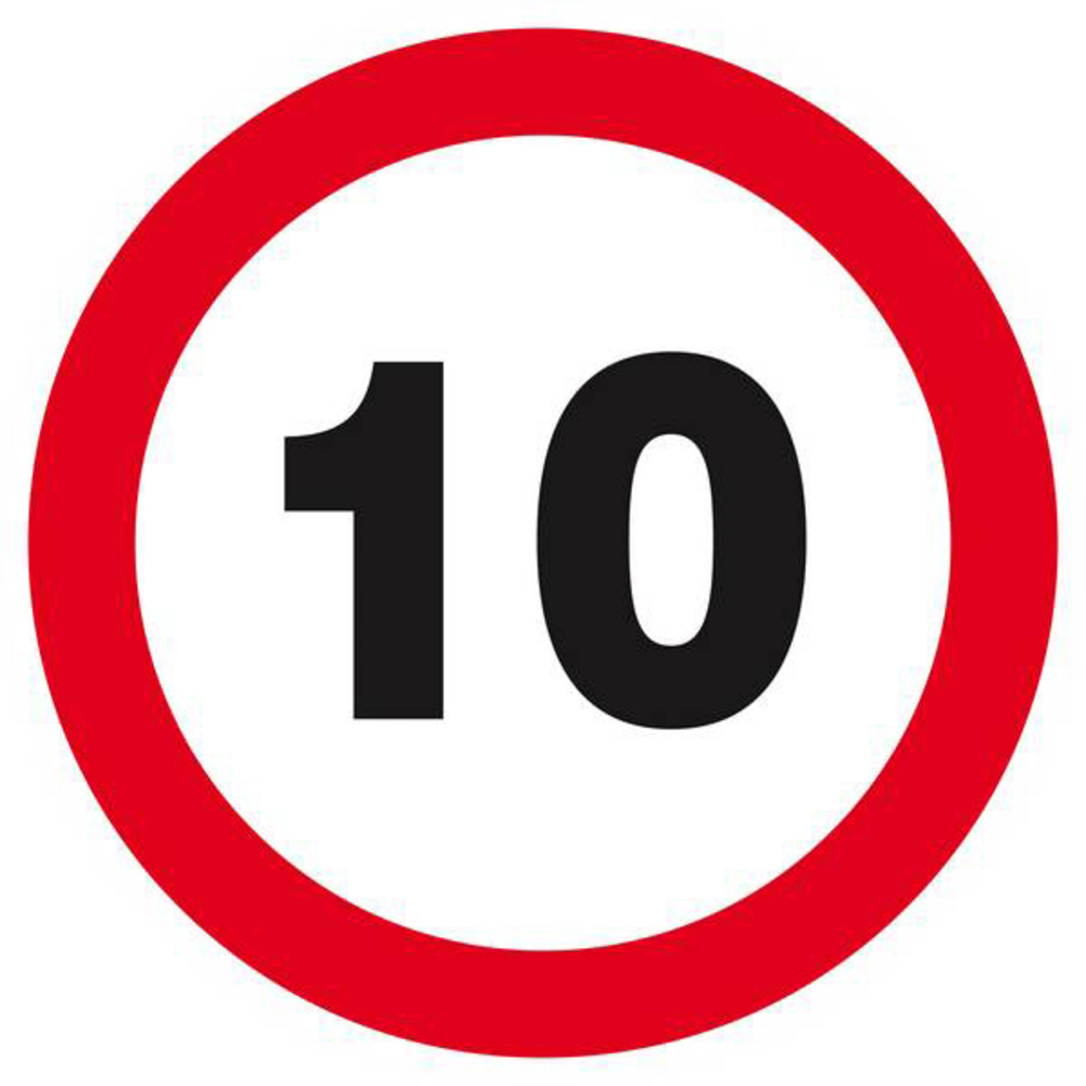 Panneau rigide INTERDIT DE ROULER A PLUS DE 10 KM/H D.300mm TALIAPLAST - 622260