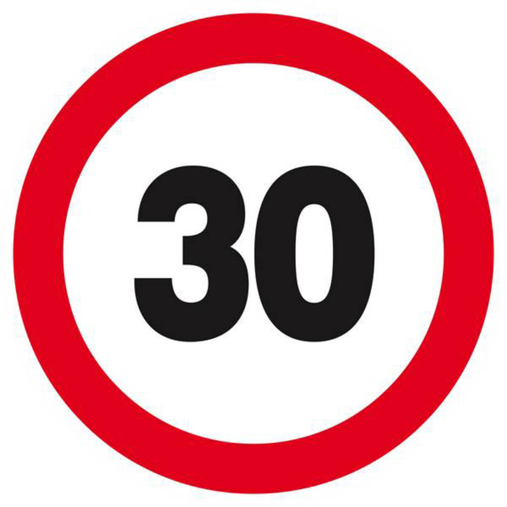 Panneau rigide INTERDIT DE ROULER A PLUS DE 30 KM/H D.300mm TALIAPLAST - 622262