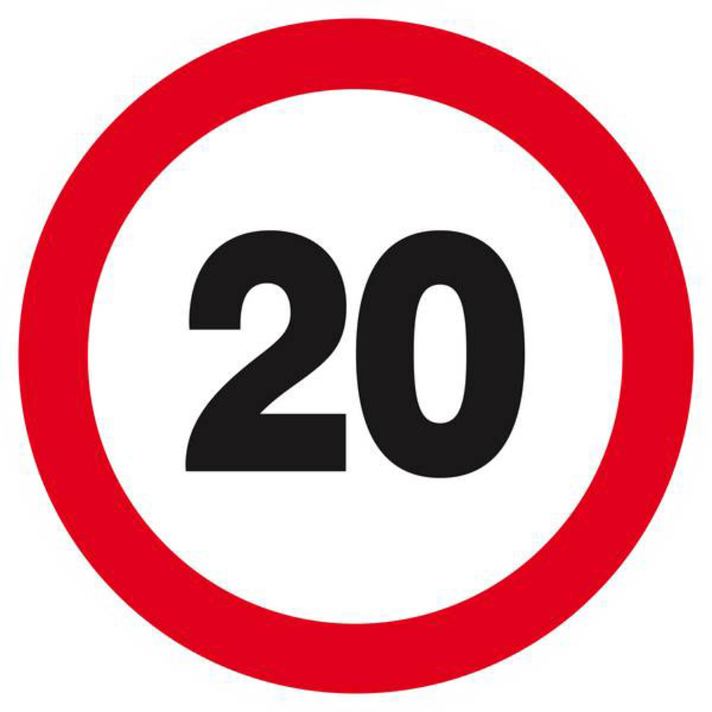 Panneau rigide INTERDIT DE ROULER A PLUS DE A 20 KM D.420mm TALIAPLAST - 623256