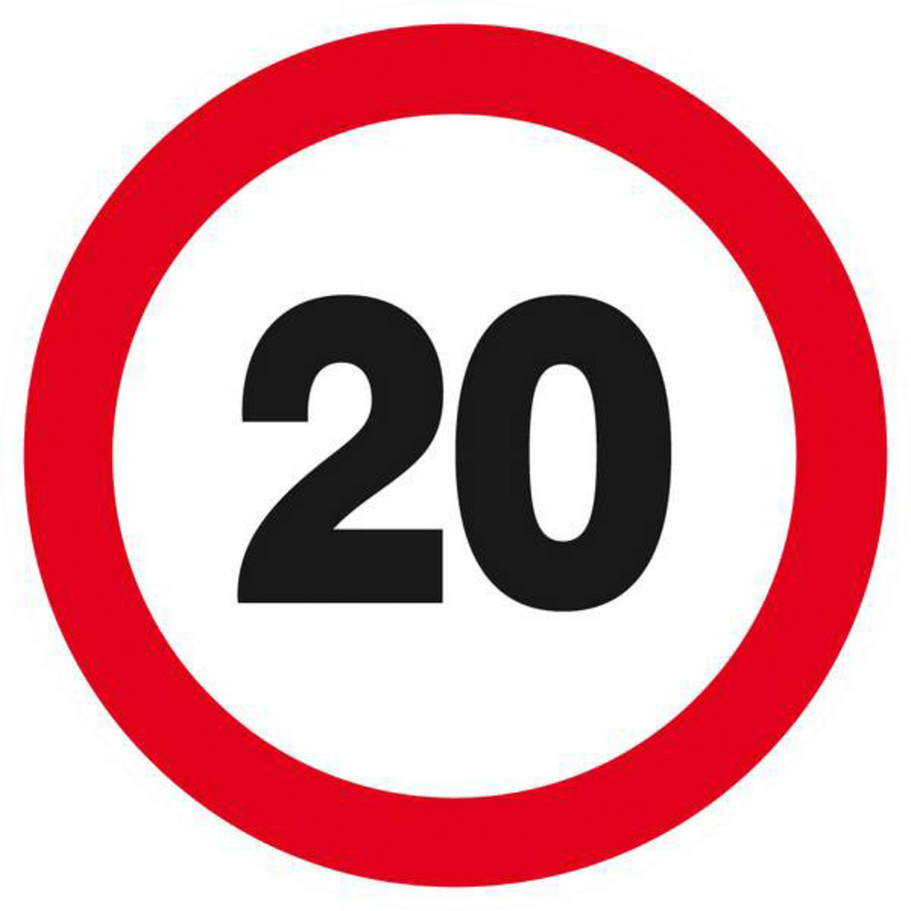 Panneau rigide INTERDIT DE ROULER A PLUS DE A 20 KM D.80mm TALIAPLAST - 624256