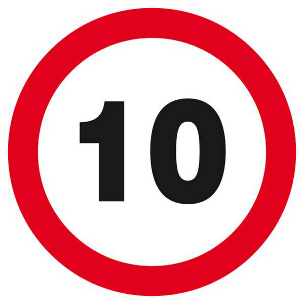 Panneau rigide INTERDIT DE ROULER A PLUS DE 10 KM/H D.80mm TALIAPLAST - 624260