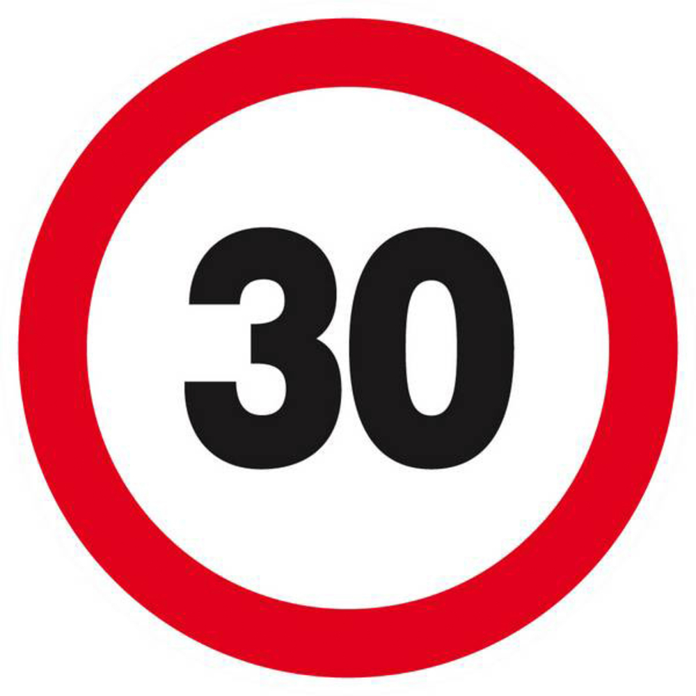 Panneau rigide INTERDIT DE ROULER A PLUS DE 30 KM/H D.80mm TALIAPLAST - 624262