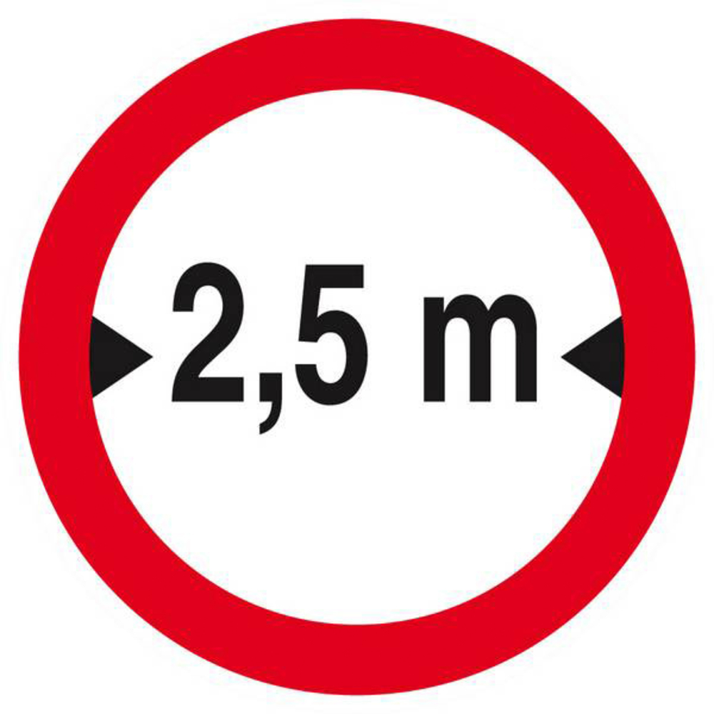 Panneau rigide INTERDIT AUX VEHICULES DE PLUS DE 2.50M DE LARGE D.80mm TALIAPLAST - 624279