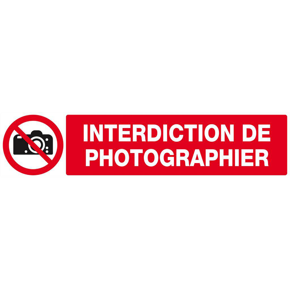 Panneau rigide INTERDICTION DE PHOTOGRAPHIER 330x75mm TALIAPLAST - 625231