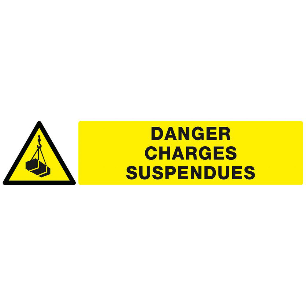 Panneau rigide DANGER, CHARGES SUSPENDUES 330x75mm TALIAPLAST - 625307